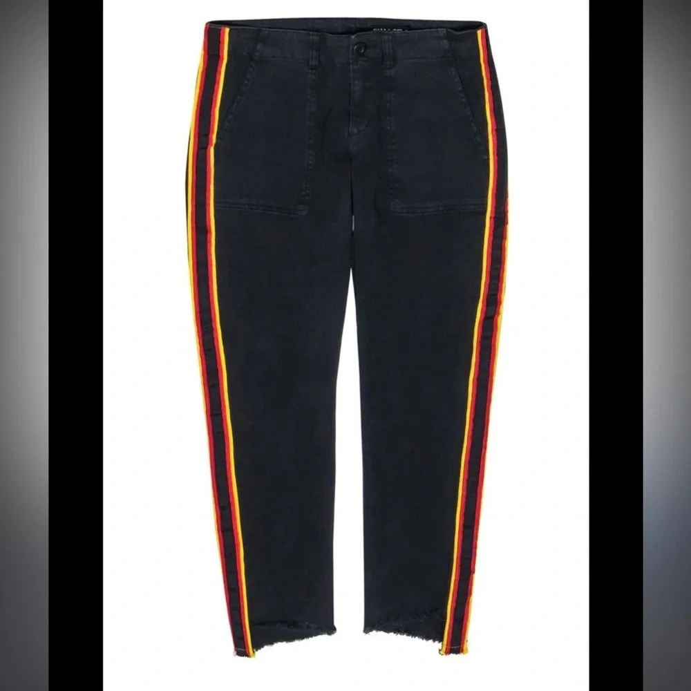 Pam & Gela - Black Skinny Cropped Jeans W/ Ribbon Striped Seam